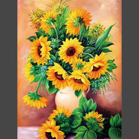 Sonnenblumen in Vase auf Tisch-5D DIY Diamond Painting Diamant Malerei-Diamantbild.ch