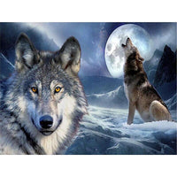 Wolf mit Mond-5D DIY Diamond Painting Diamant Malerei-Diamantbild.ch