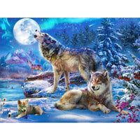 Wolf Rudel im Winter-5D DIY Diamond Painting Diamant Malerei-Diamantbild.ch